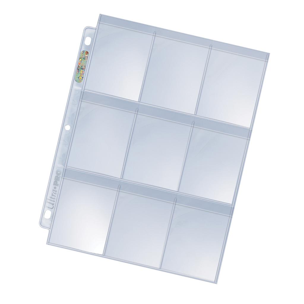 Ultra Pro - Pack of 100 9-Pocket Side-Loading Binder Sheets with Clear Back for Standard Cards
