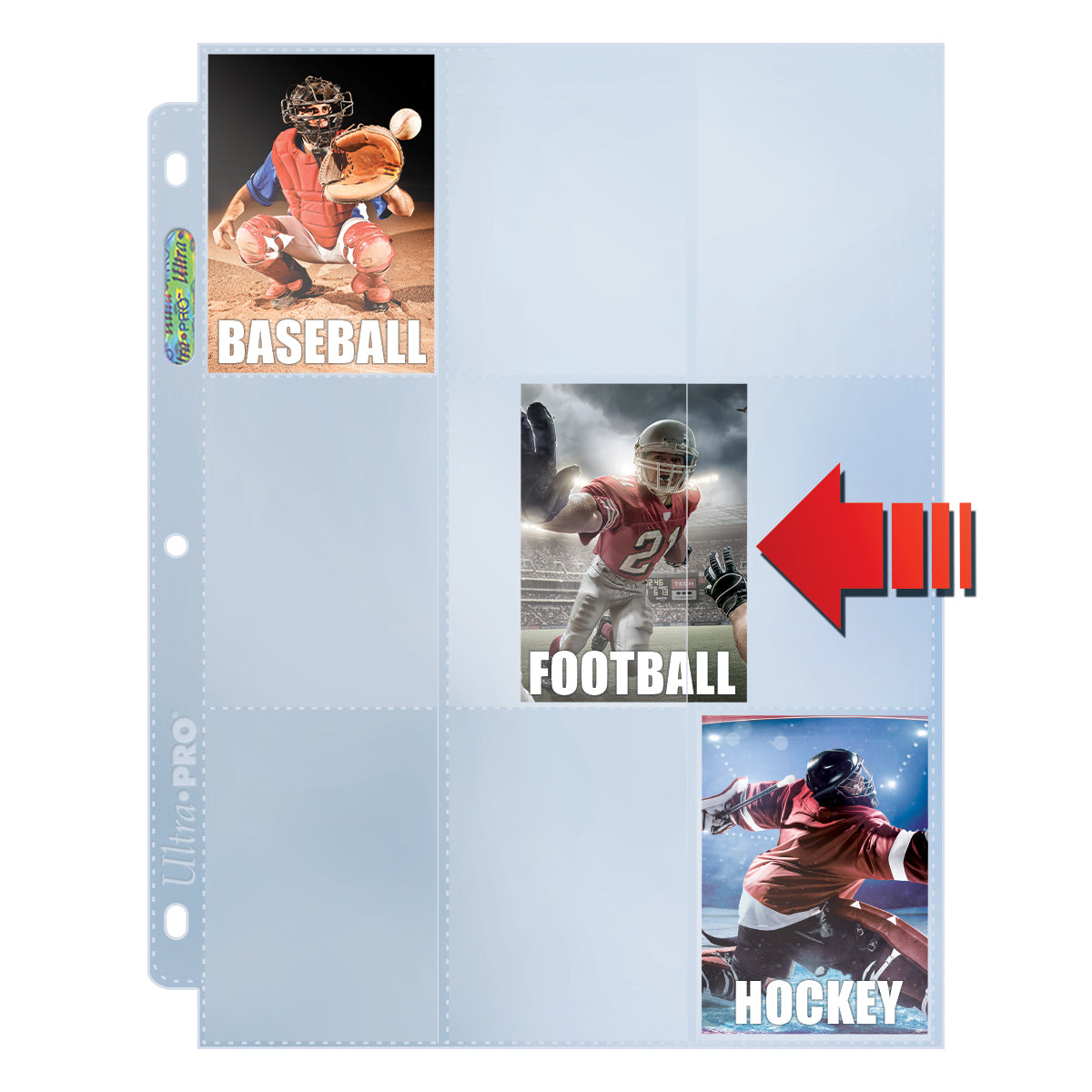 Ultra Pro - Pack of 100 9-Pocket Side-Loading Binder Sheets with Clear Back for Standard Cards